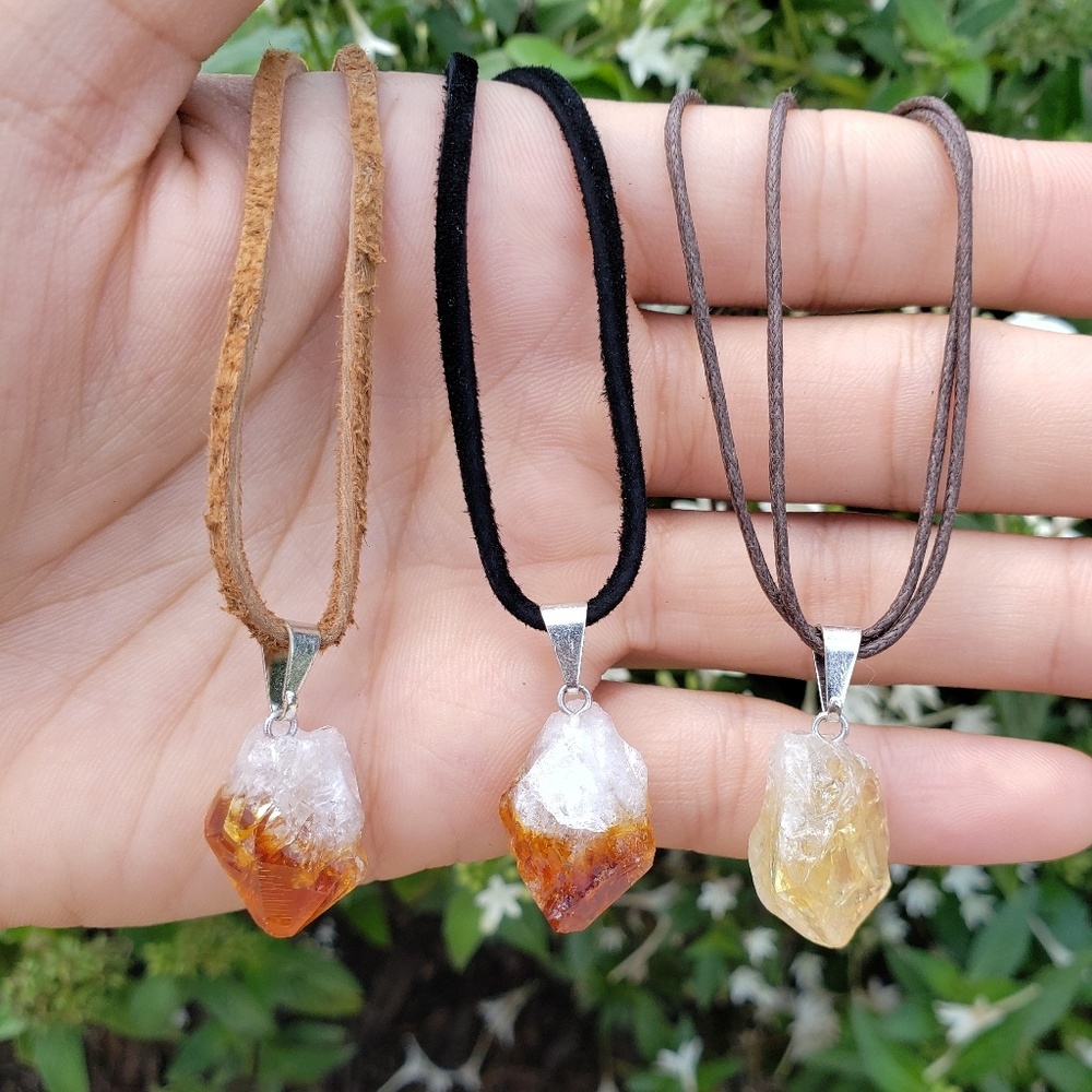 Raw citrine choker necklaces